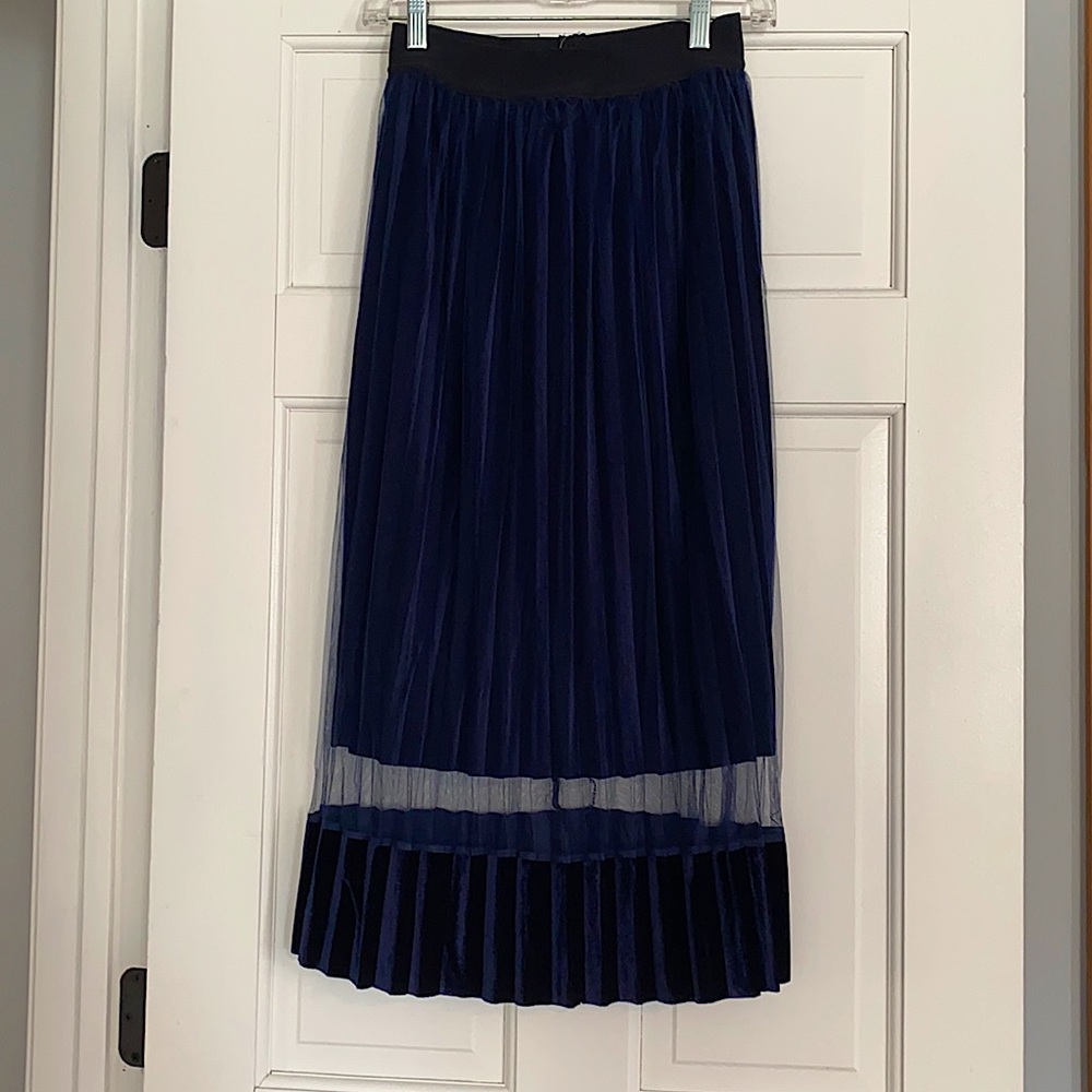 Skirt- Navy Blue Crushed Velvet